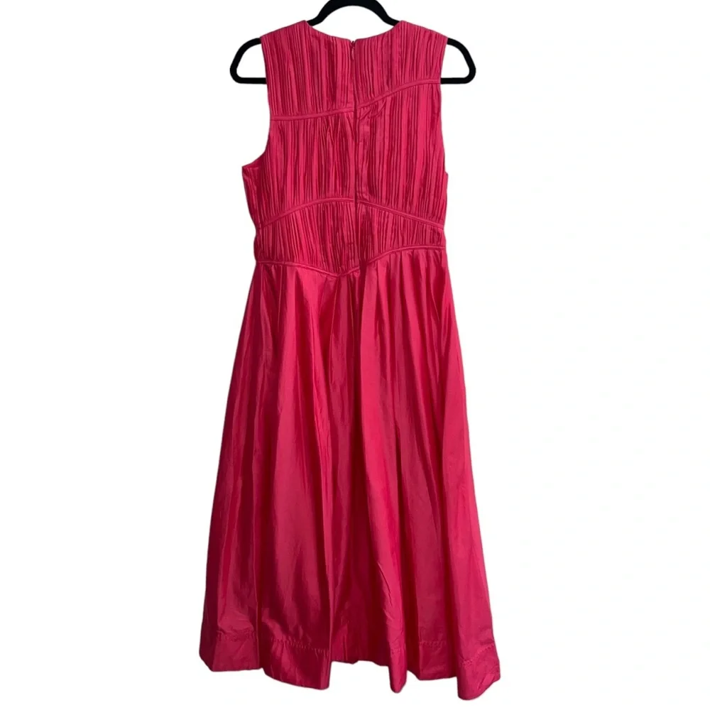 NEW NWT Aje. Sculptra Nya Gathered Midi Dress In Rouge Pink